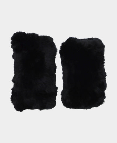 Knitted Fur Fingerless Gloves image 1