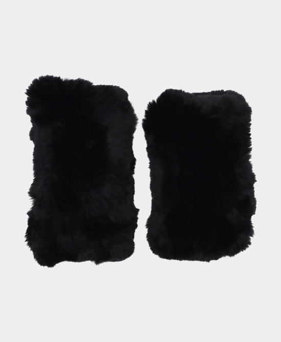 Knitted Fur Fingerless Gloves view 