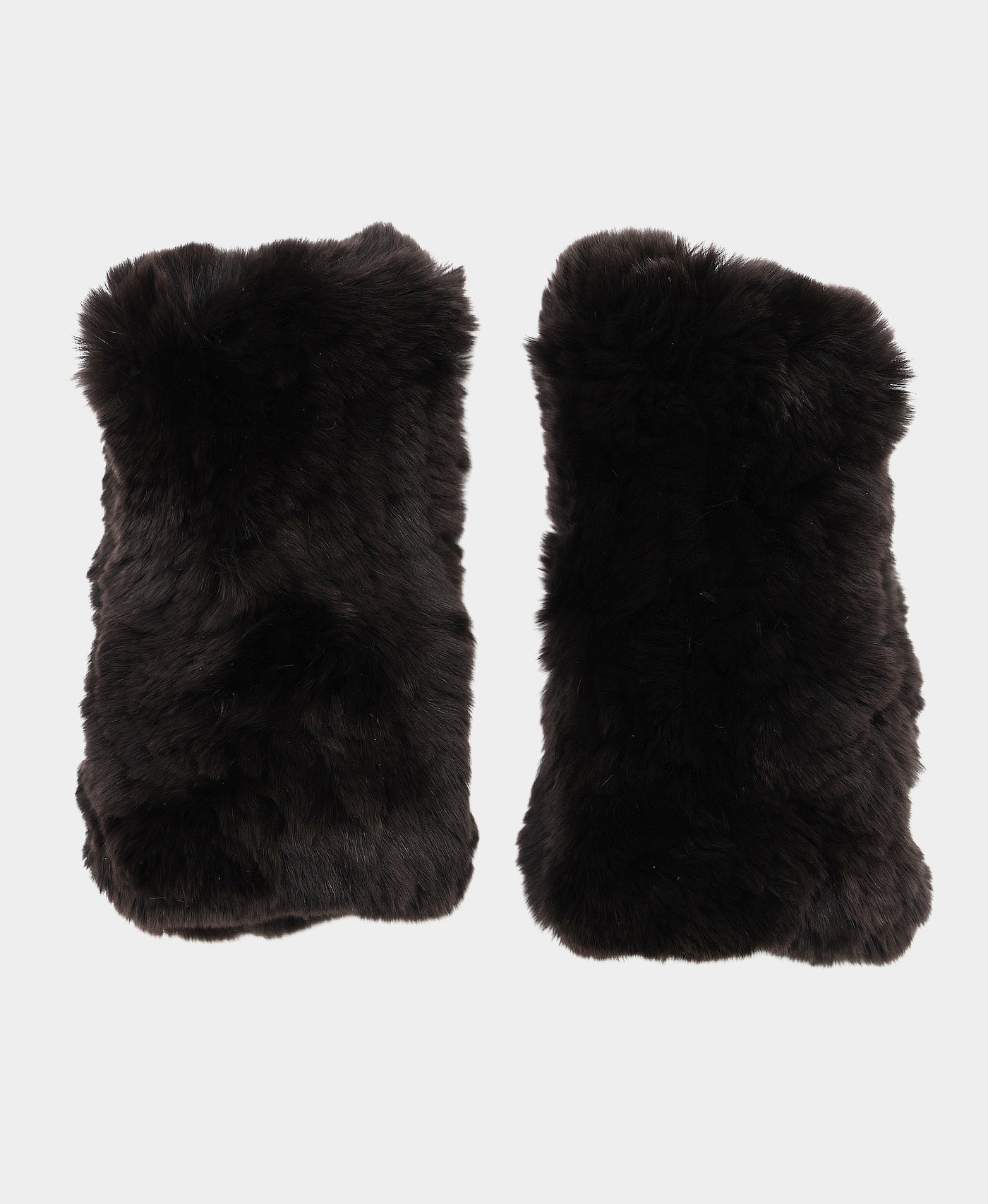 Knitted Fur Fingerless Gloves view 1