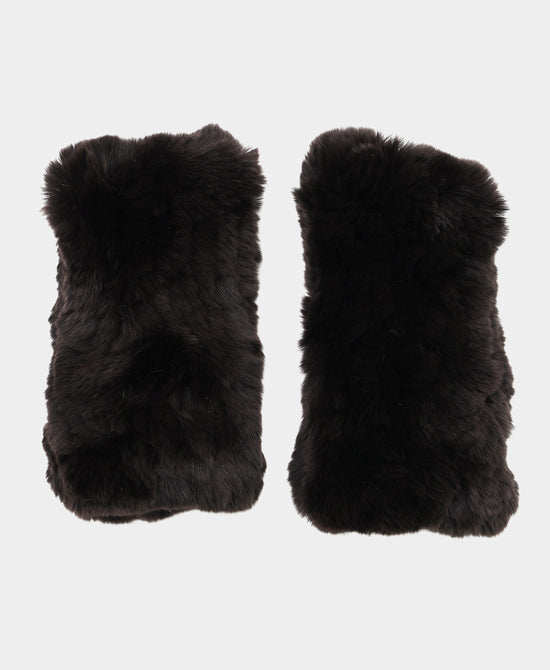 Knitted Fur Fingerless Gloves view 