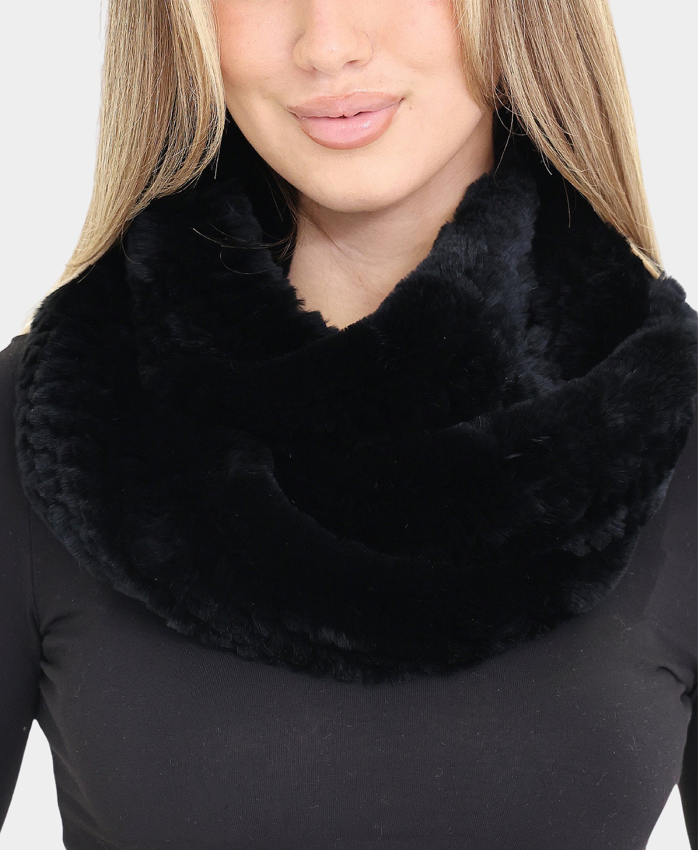 Knitted Fur Infinity Scarf view 1