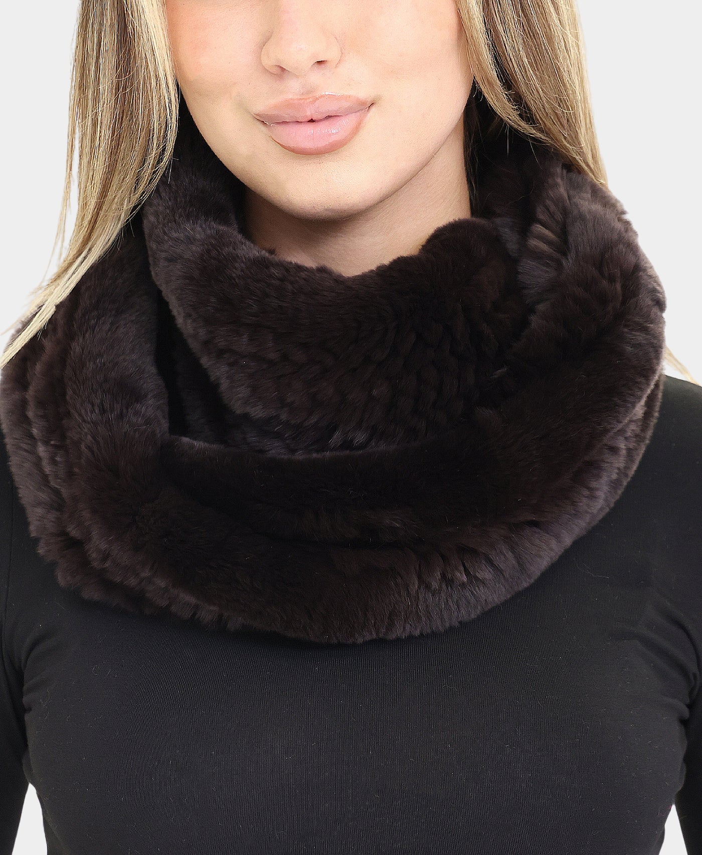 Knitted Fur Infinity Scarf view 1