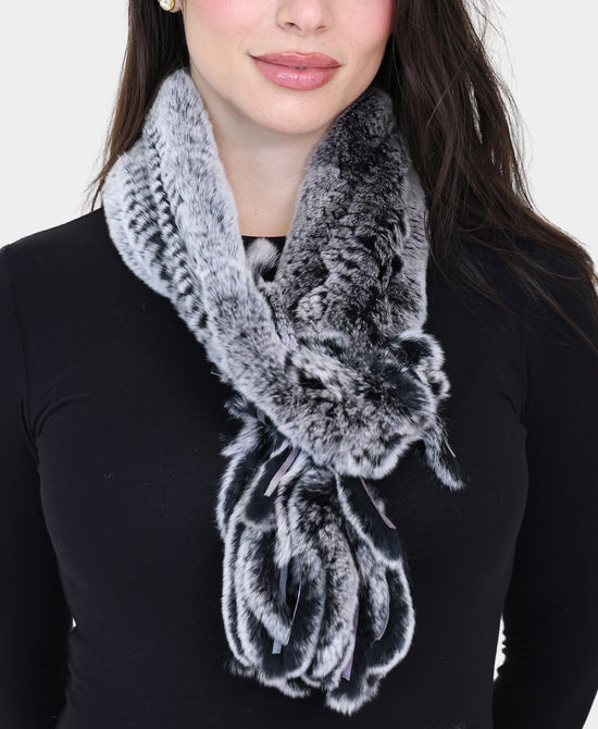 Fur Pull Thru Scarf w/ Fringe view 