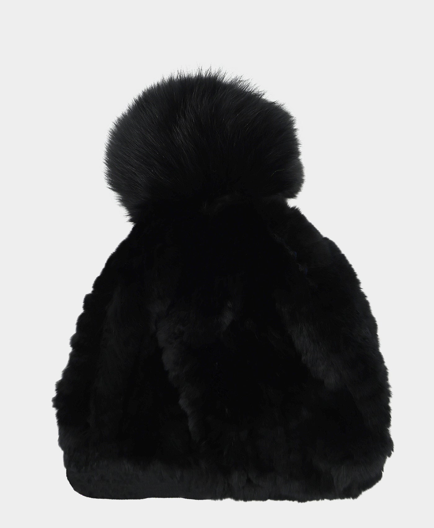Knitted Fur Hat w/ Fox Fur Pom view 1