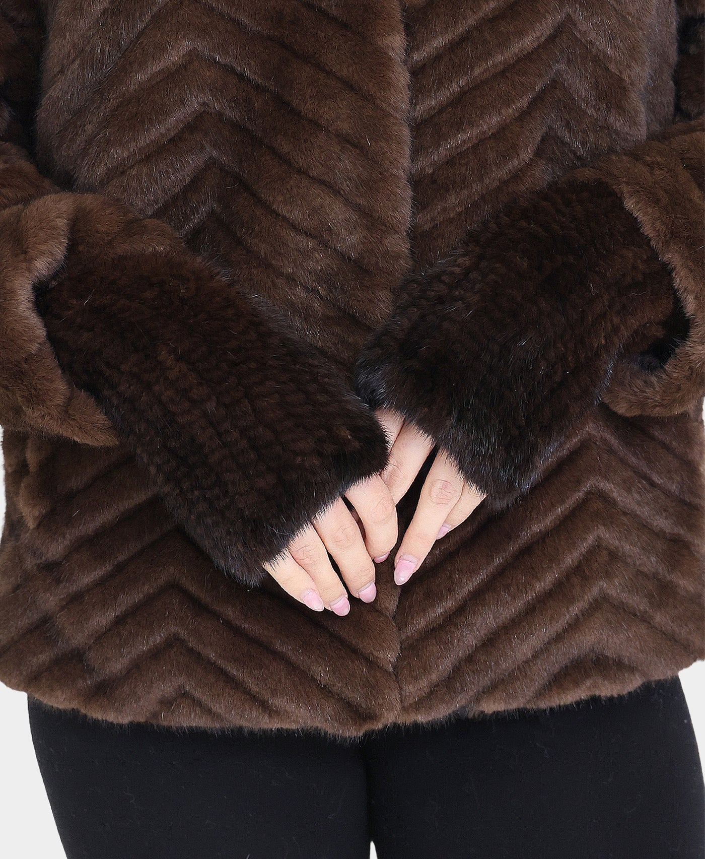 Knitted Mink Fur Fingerless Gloves view 1