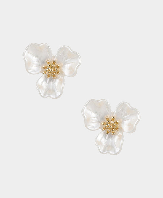 
Small Flower Stud Earrings in WHITE view 1