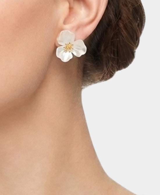 
Small Flower Stud Earrings in WHITE view 2