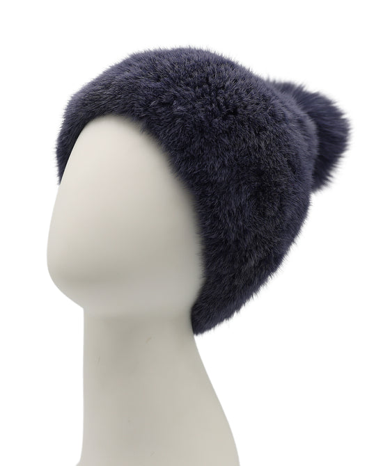 Mink Hat w/ Fox Fur Pom view 