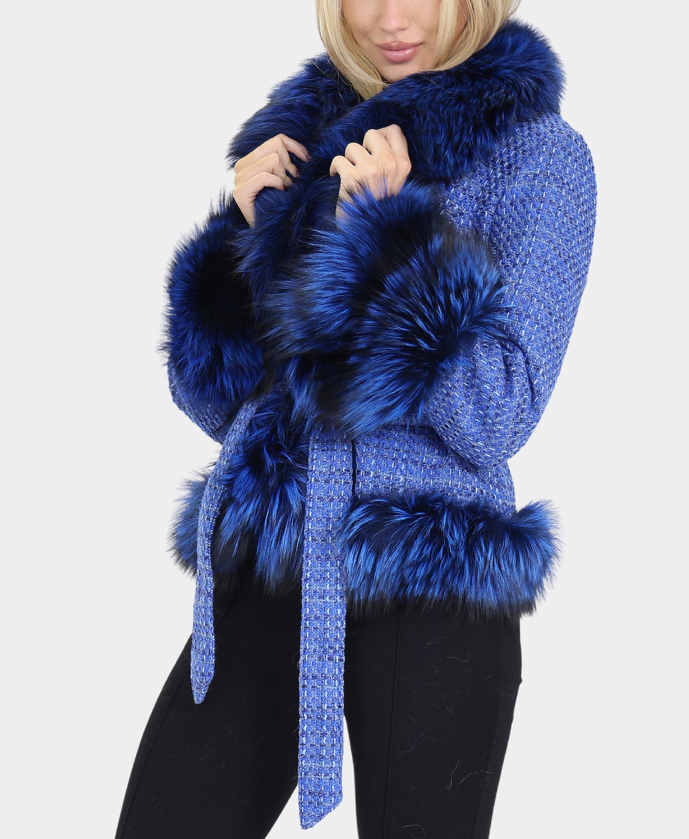 Tweed Jacket w/ Fox Fur Trim view 2