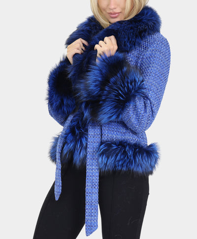 Tweed Jacket w/ Fox Fur Trim image 2