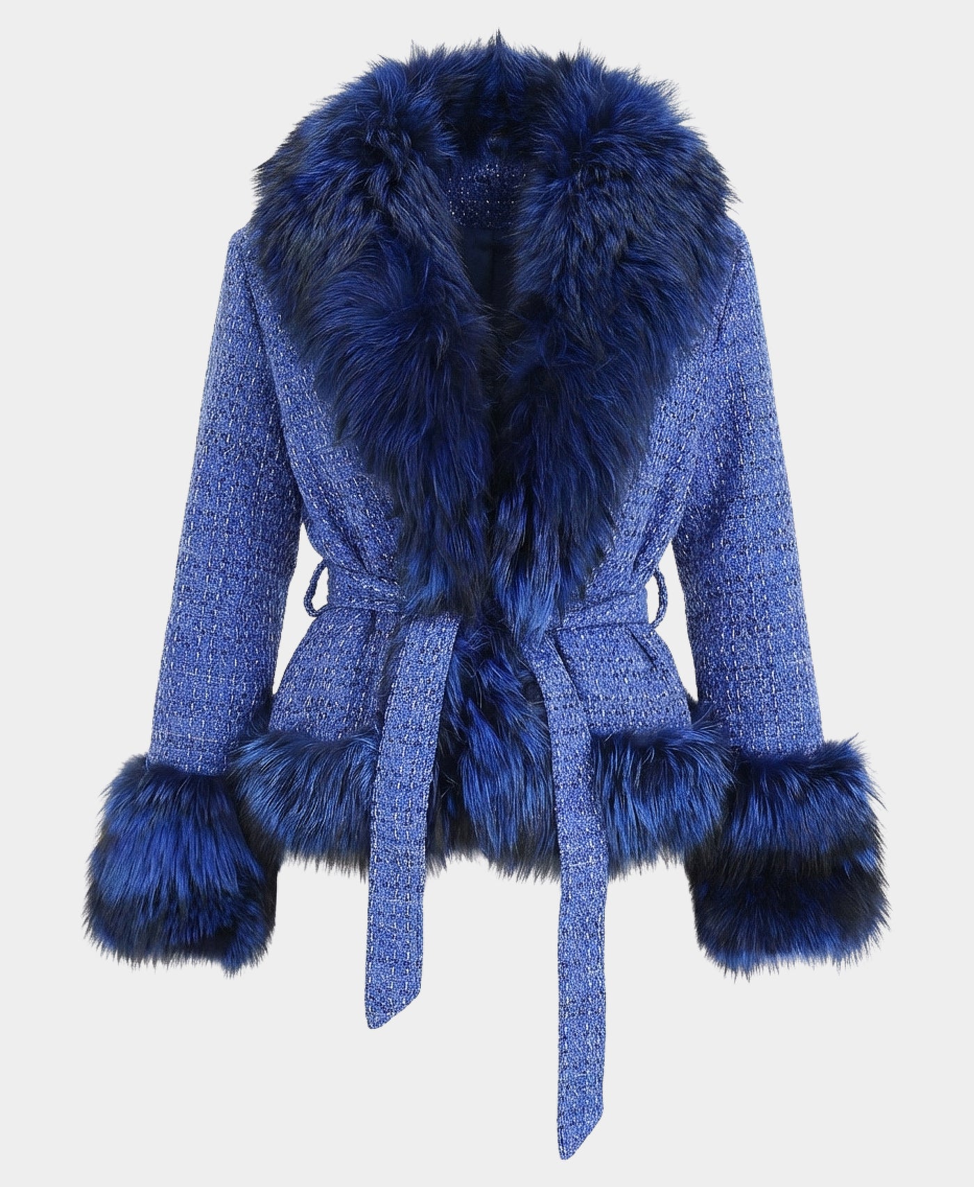 Tweed Jacket w/ Fox Fur Trim view 3