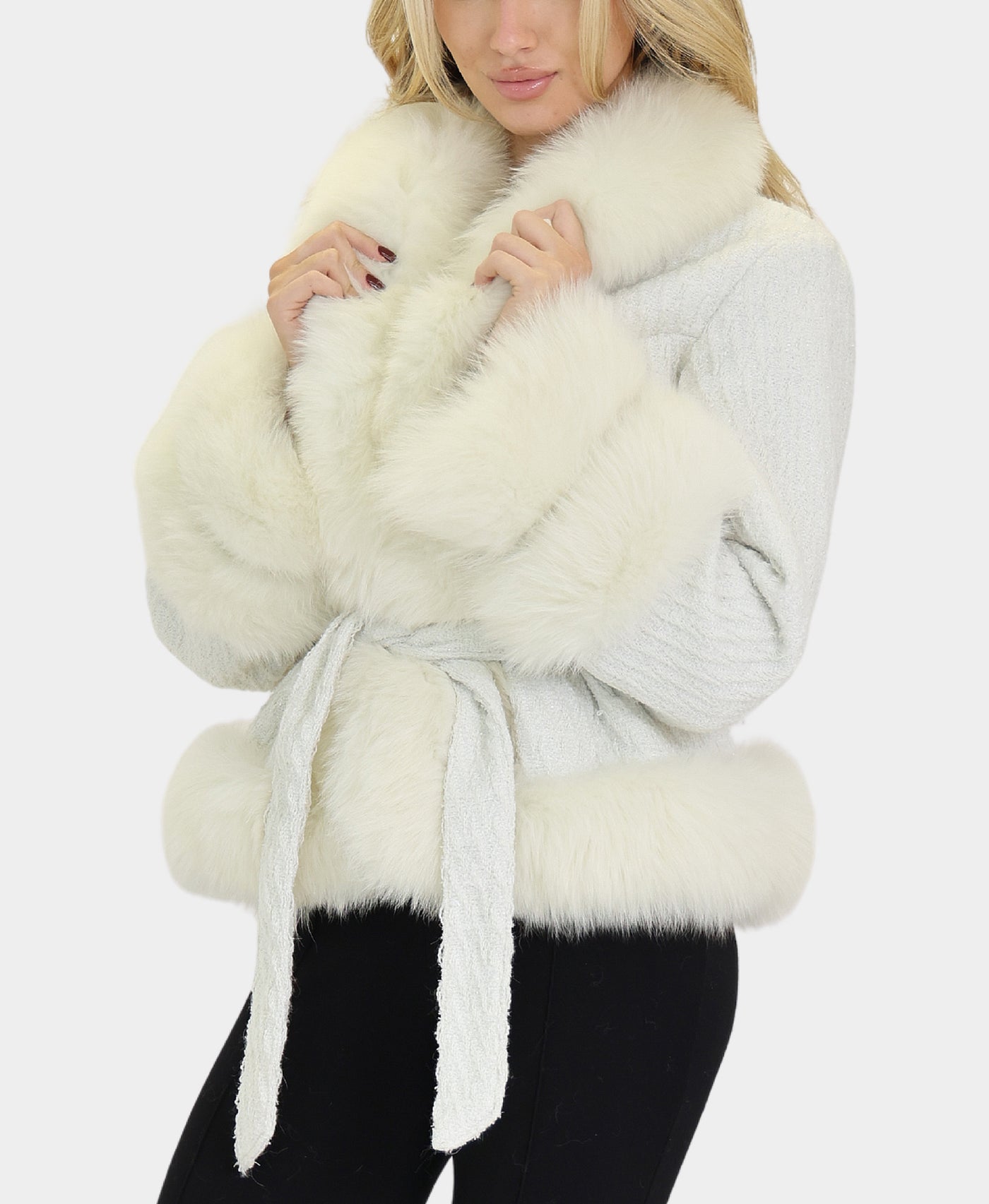 Tweed Jacket w/ Fox Fur Trim view 2