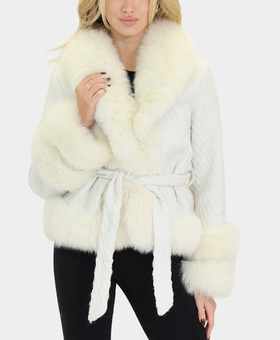 Tweed Jacket w/ Fox Fur Trim image 1