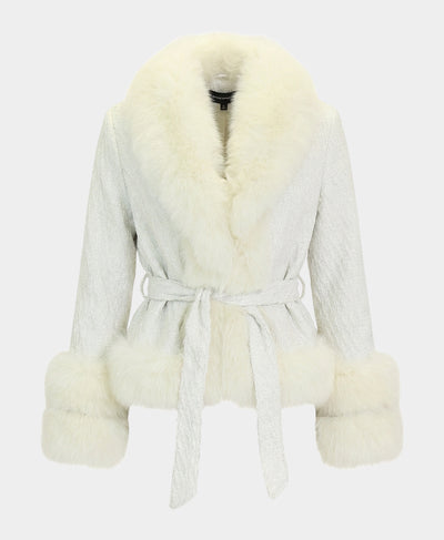 Tweed Jacket w/ Fox Fur Trim image 3