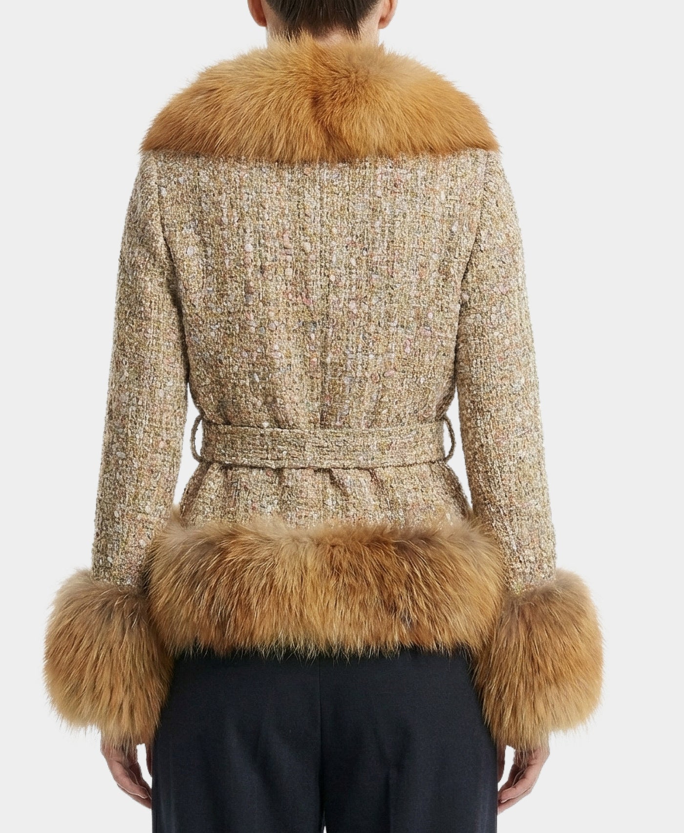 Tweed Jacket w/ Fox Fur Trim view 2