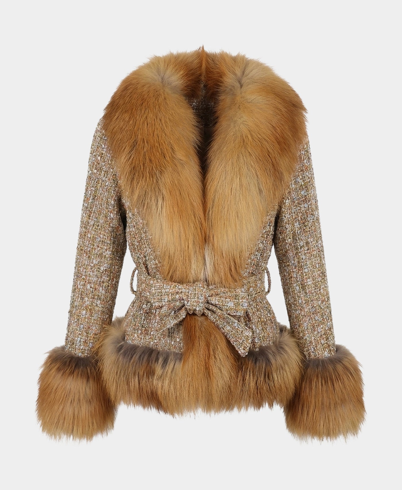 Tweed Jacket w/ Fox Fur Trim view 3