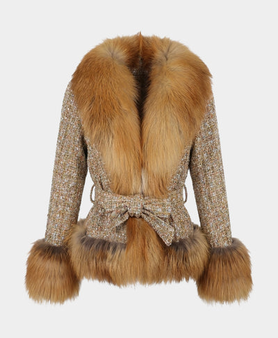 Tweed Jacket w/ Fox Fur Trim image 3