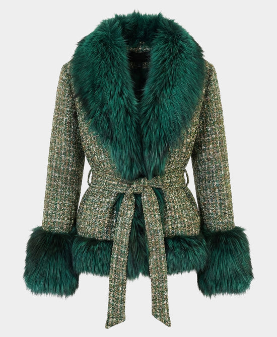 Tweed Jacket w/ Fox Fur Trim view 