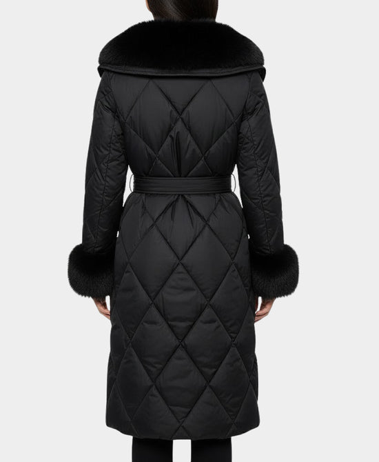 Quilted Coat w/ Fox Fur Trim view 