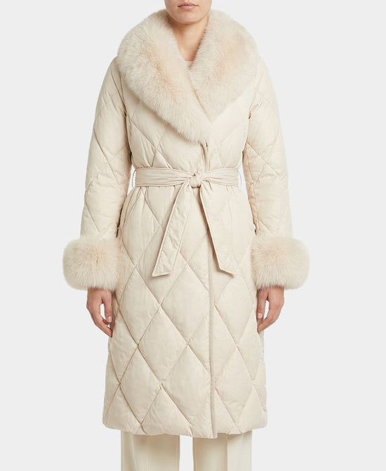 Quilted Coat w/ Fox Fur Trim view 