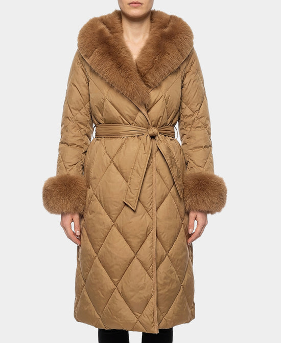 Quilted Coat w/ Fox Fur Trim view 