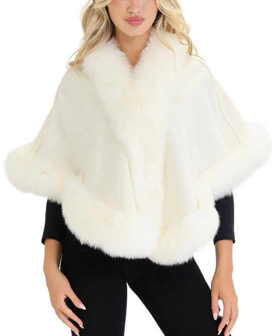 Cashmere Cape w/ Fox Fur Trim view 