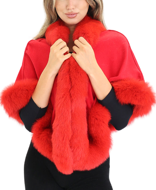 Cashmere Cape w/ Fox Fur Trim view 