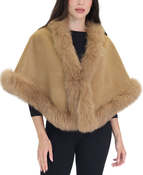 Cashmere Cape w/ Fox Fur Trim view 