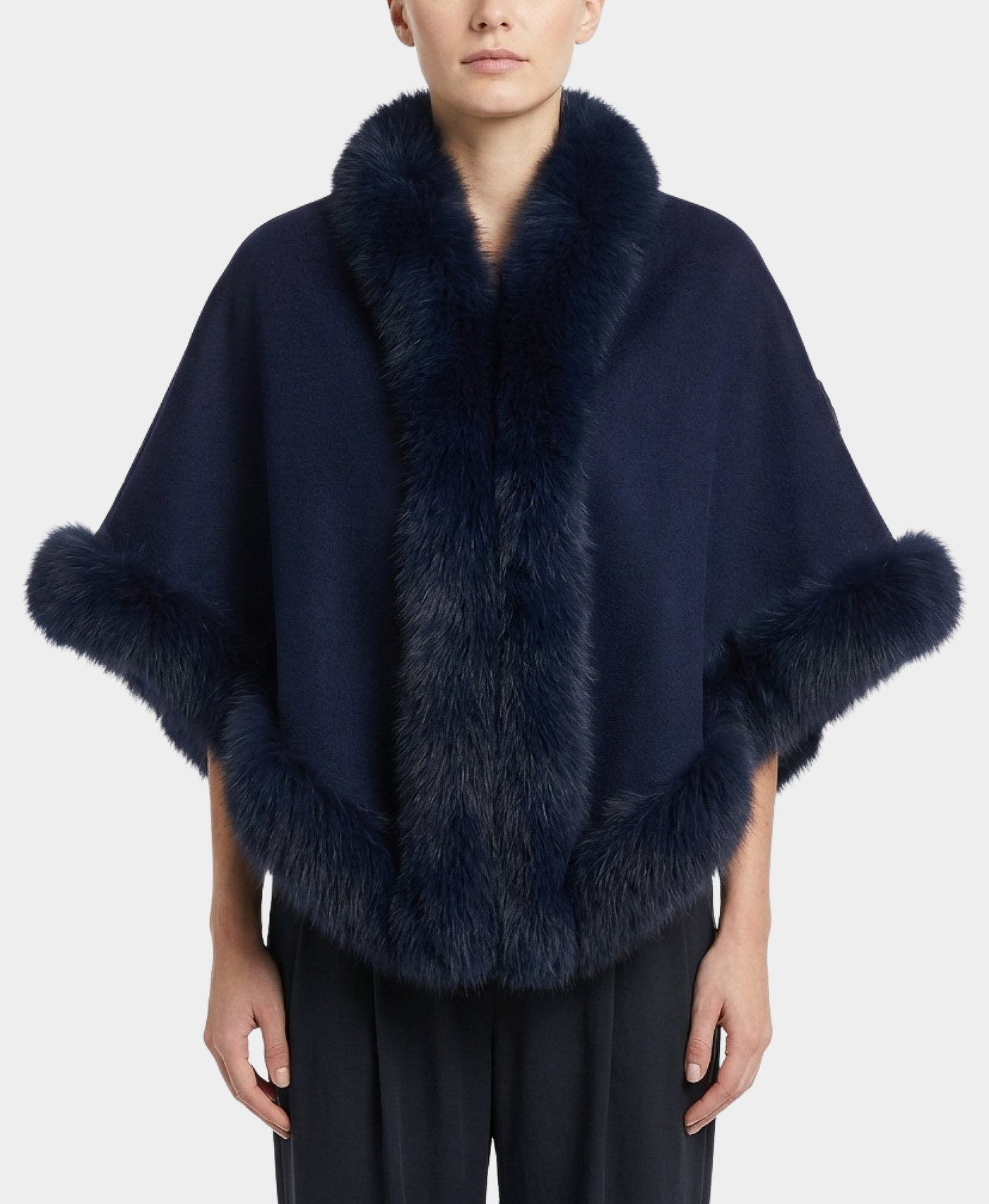 Cashmere Cape w/ Fox Fur Trim view 1
