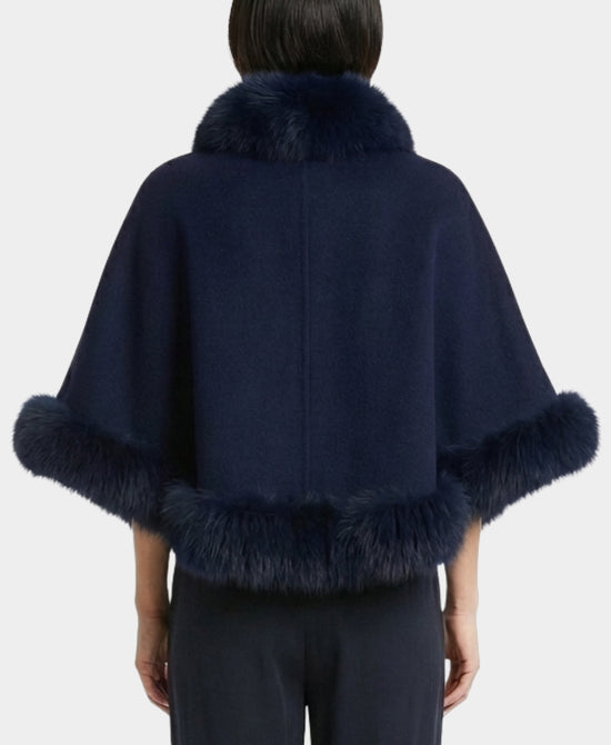 Cashmere Cape w/ Fox Fur Trim view 