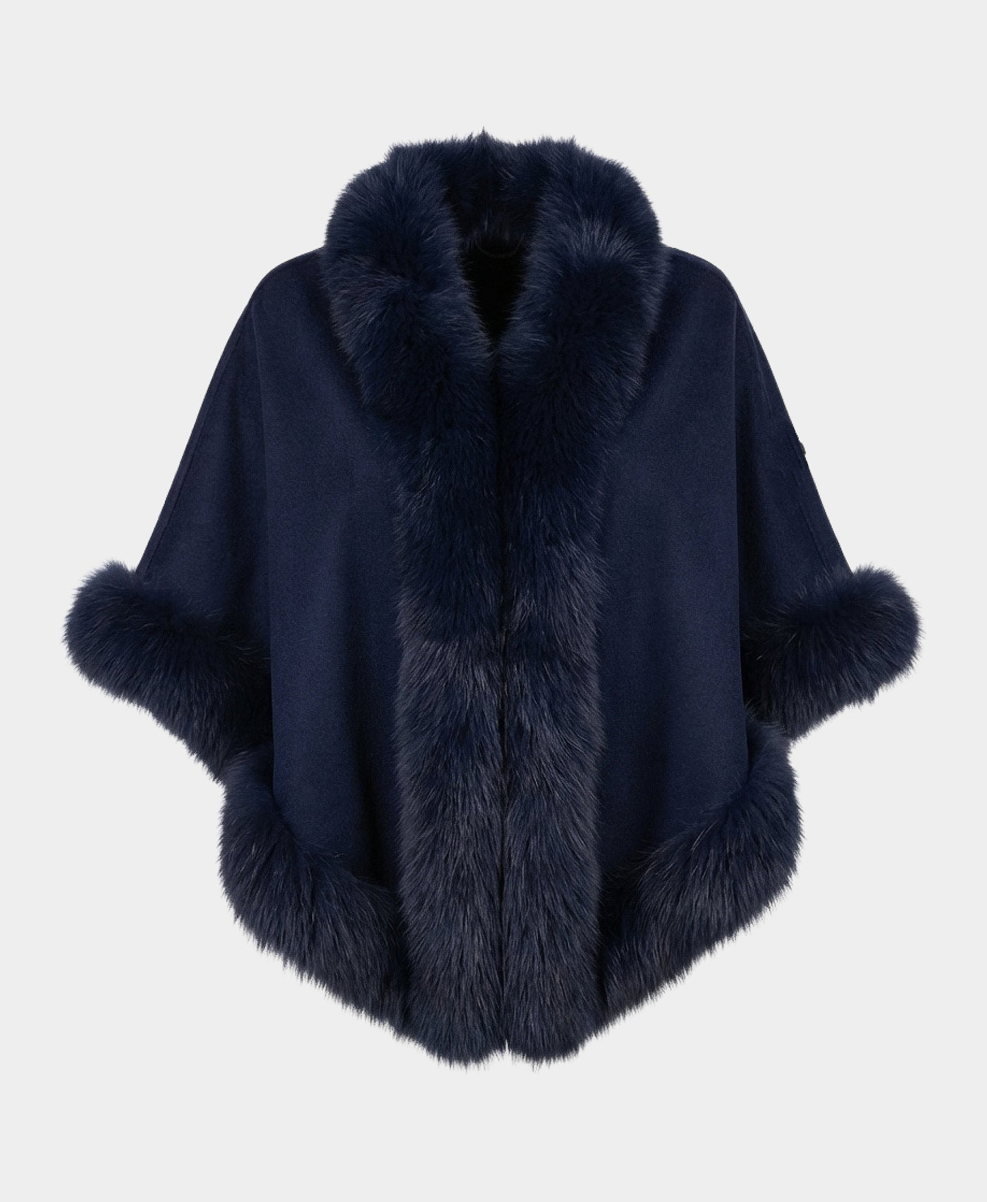 Cashmere Cape w/ Fox Fur Trim view 3