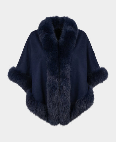 Cashmere Cape w/ Fox Fur Trim image 3