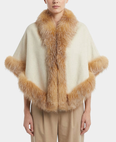 Cashmere Cape w/ Fox Fur Trim image 1