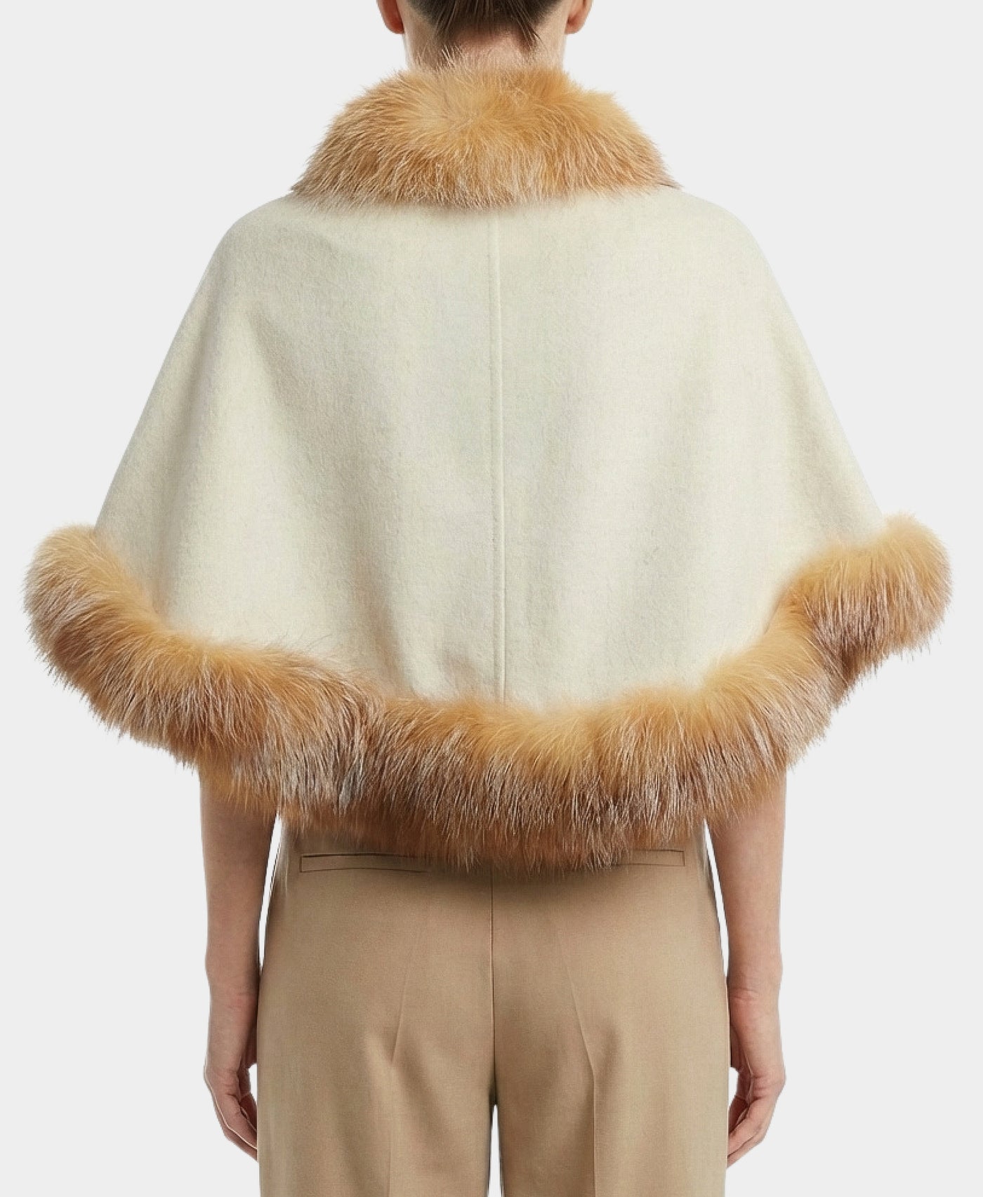 Cashmere Cape w/ Fox Fur Trim view 2