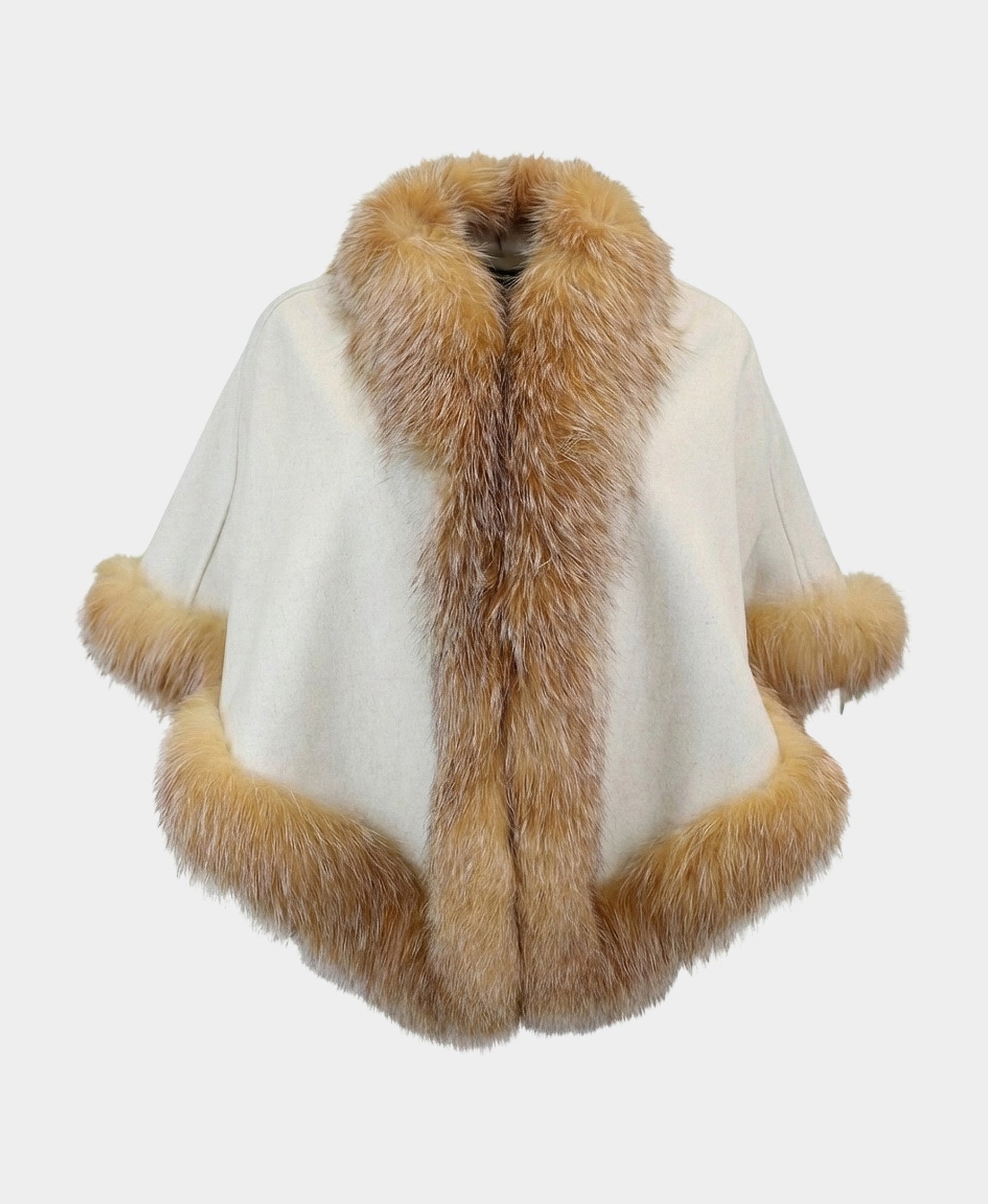 Cashmere Cape w/ Fox Fur Trim view 3