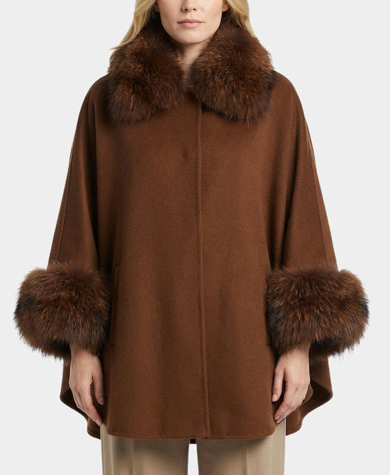 Cashmere Coat w/ Fox Fur Trim view 