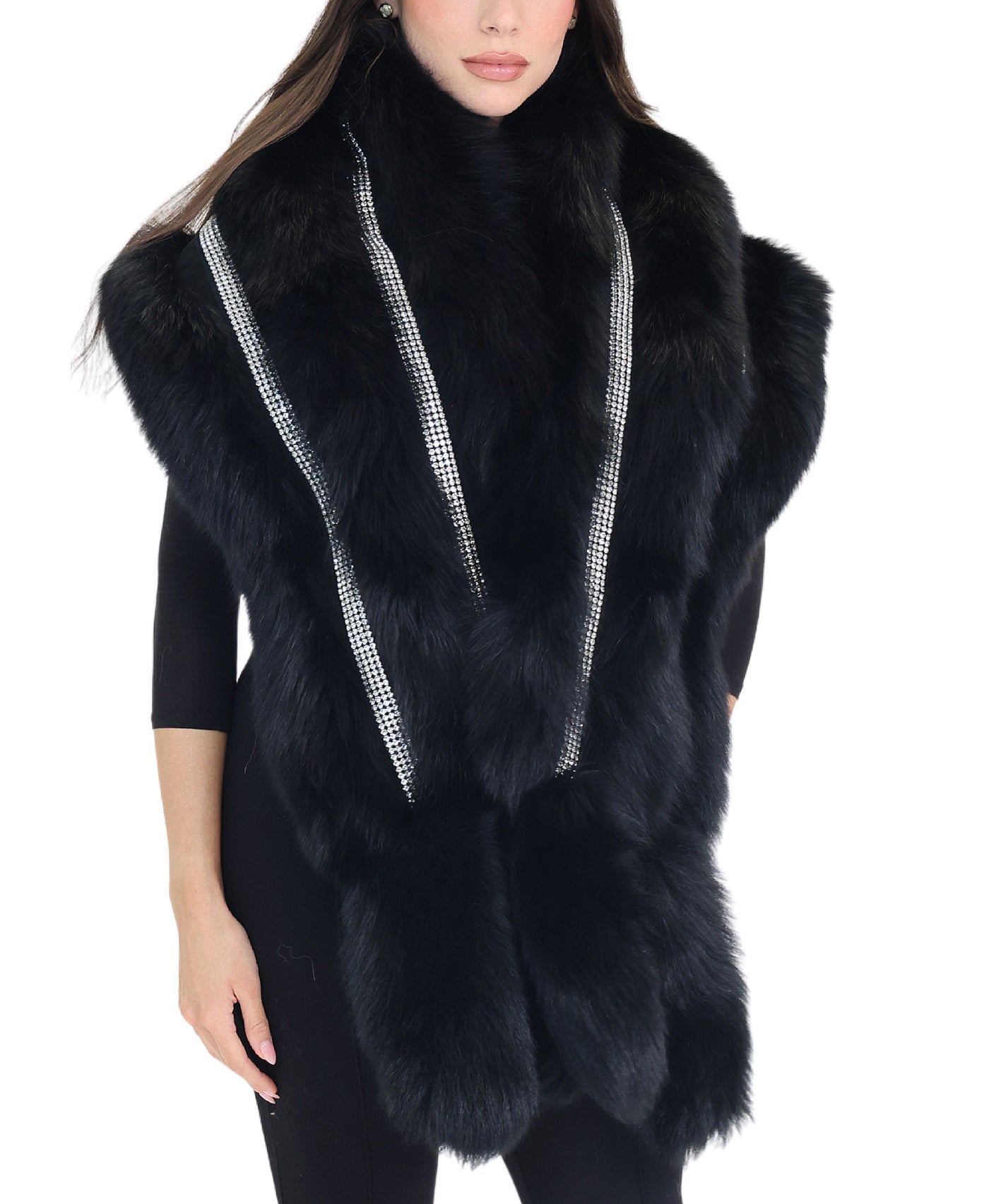 Fox Fur Shawl & Rhinestones view 1