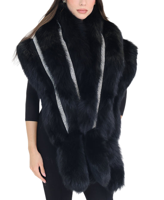 Fox Fur Shawl & Rhinestones view 