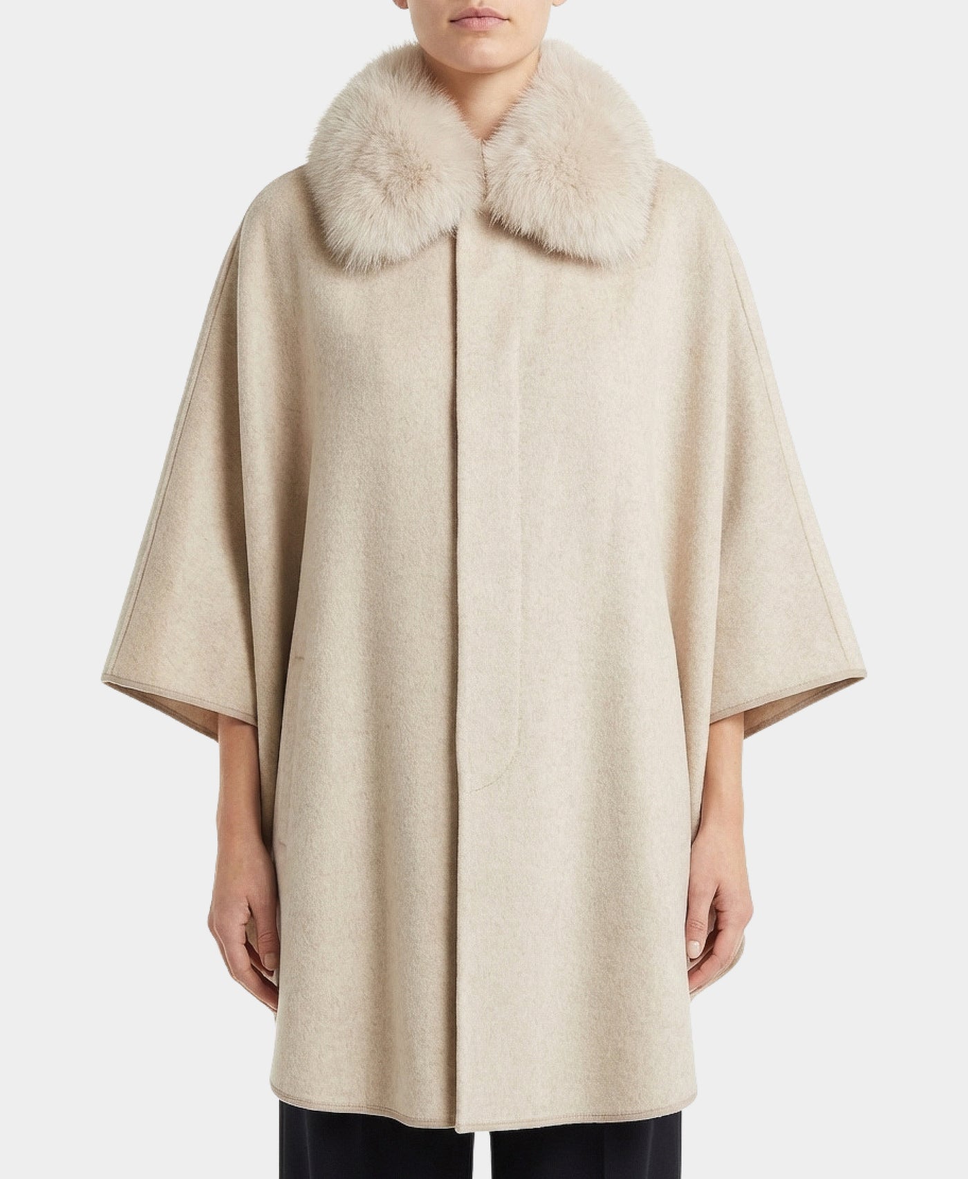 Cashmere Cape w/ Fox Fur Trim view 1