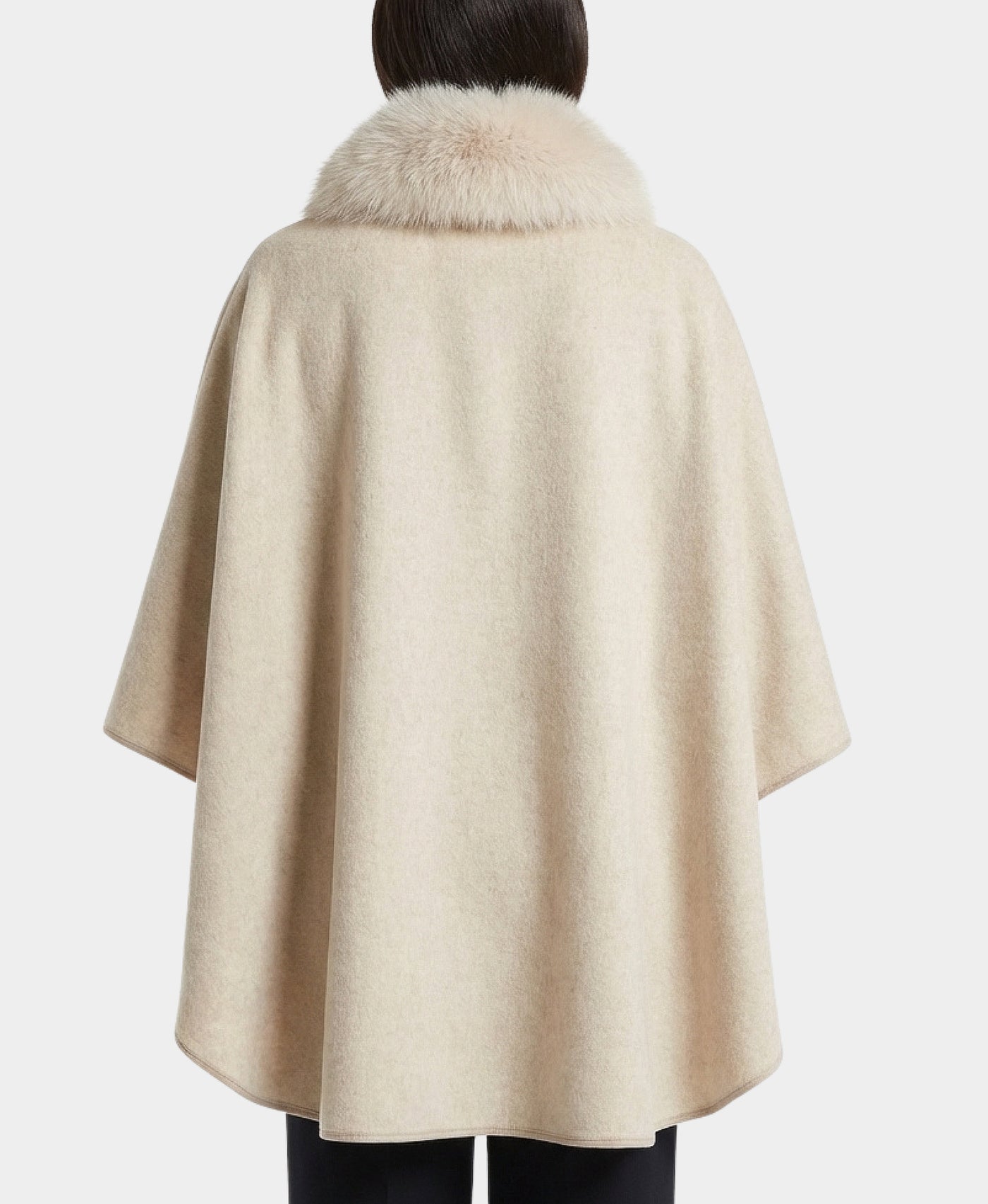 Cashmere Cape w/ Fox Fur Trim view 2
