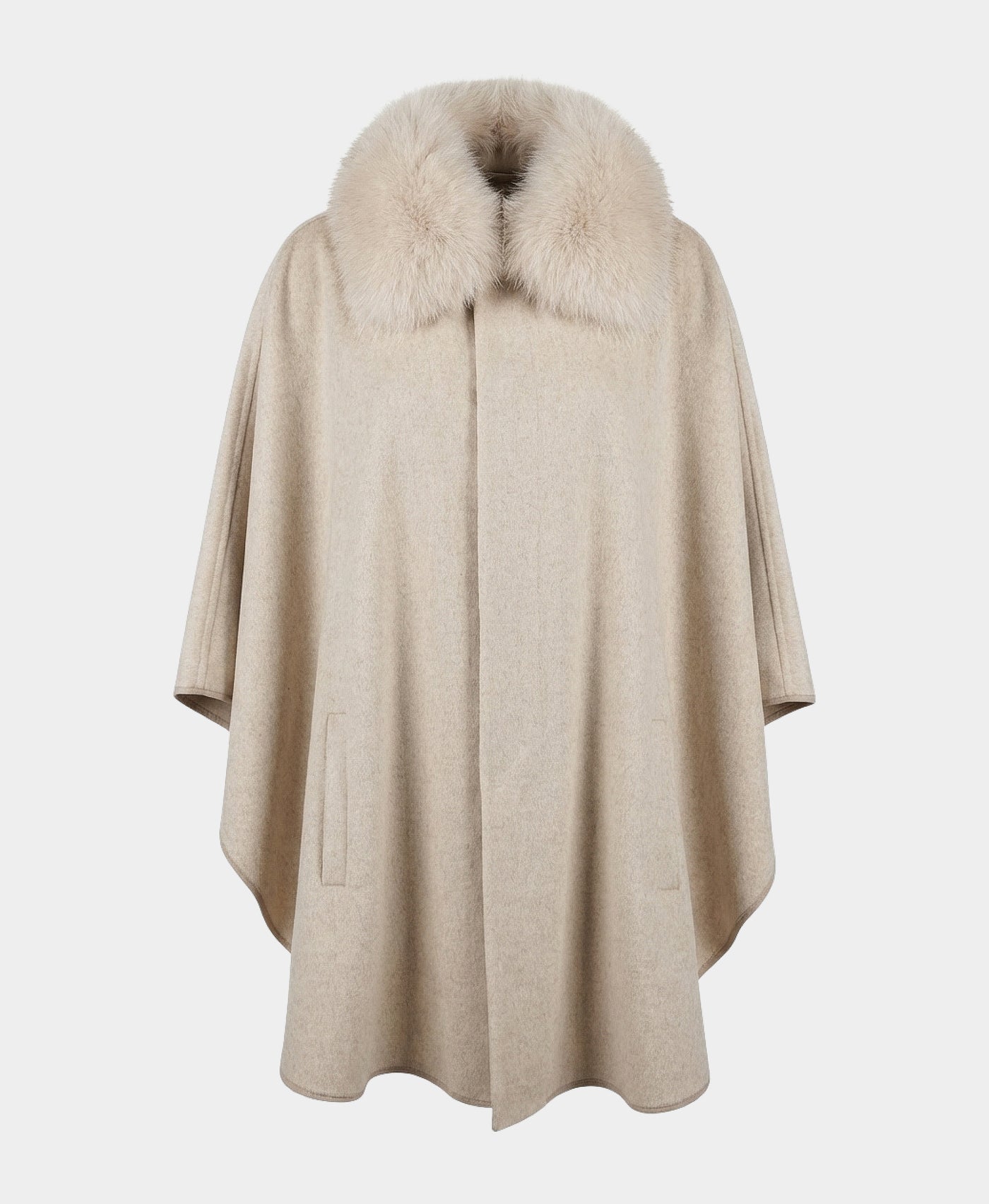 Cashmere Cape w/ Fox Fur Trim view 3