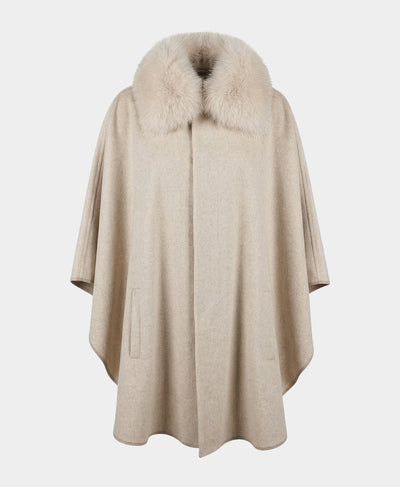 Cashmere Cape w/ Fox Fur Trim image 3