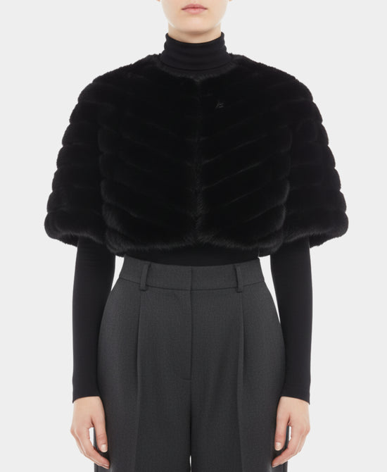 Mink Caplet w fox collar view 