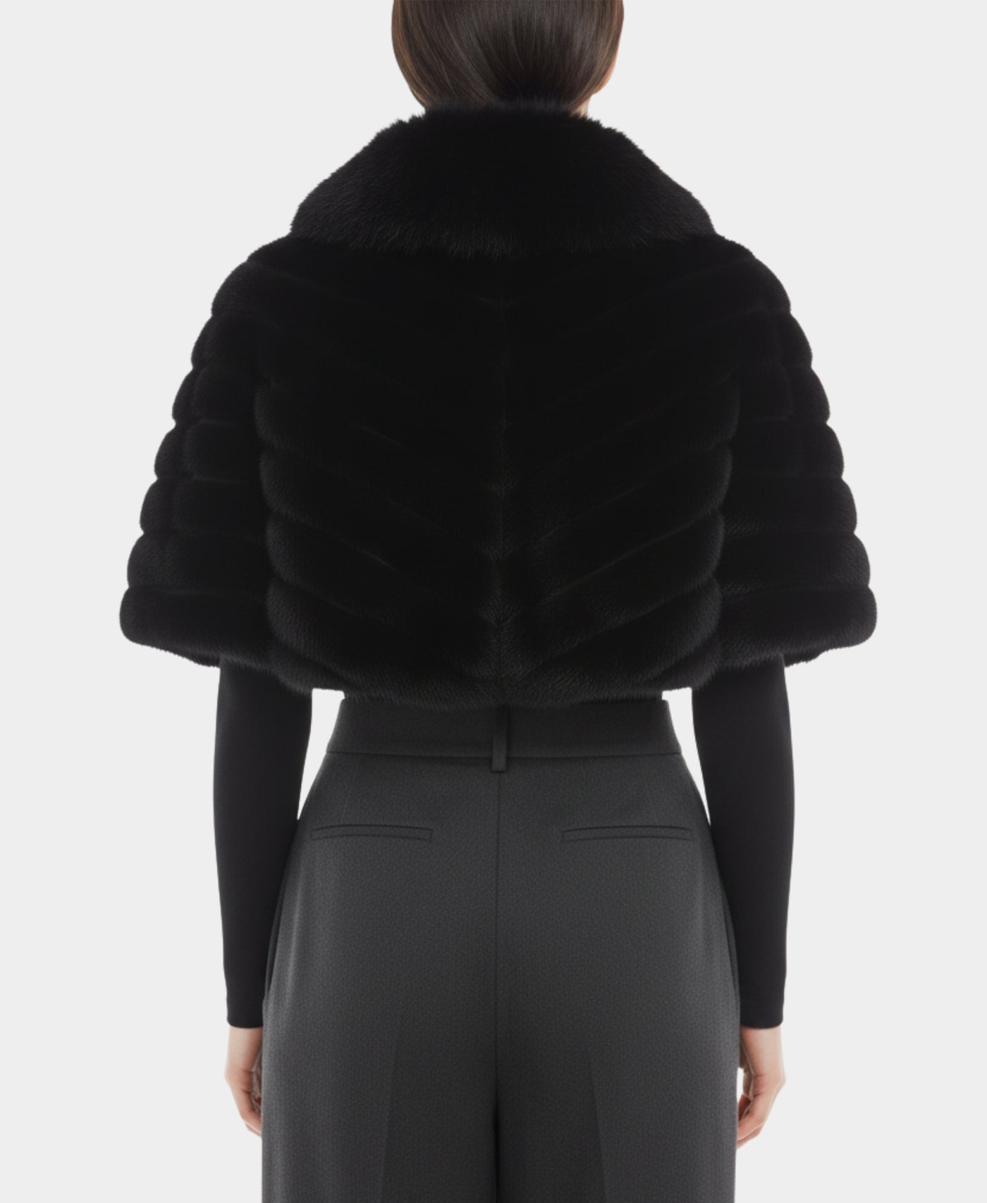 Mink Caplet w fox collar view 2