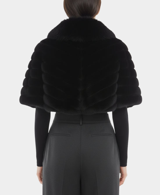 Mink Capelet w/ Fox Fur Trim view 