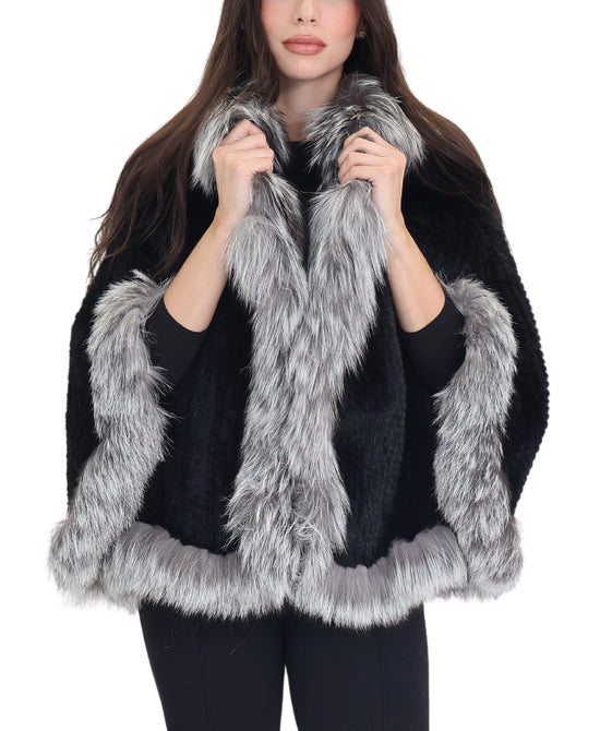 Knitted Mink Fur Capelet w/ Fox Fur Trim view 