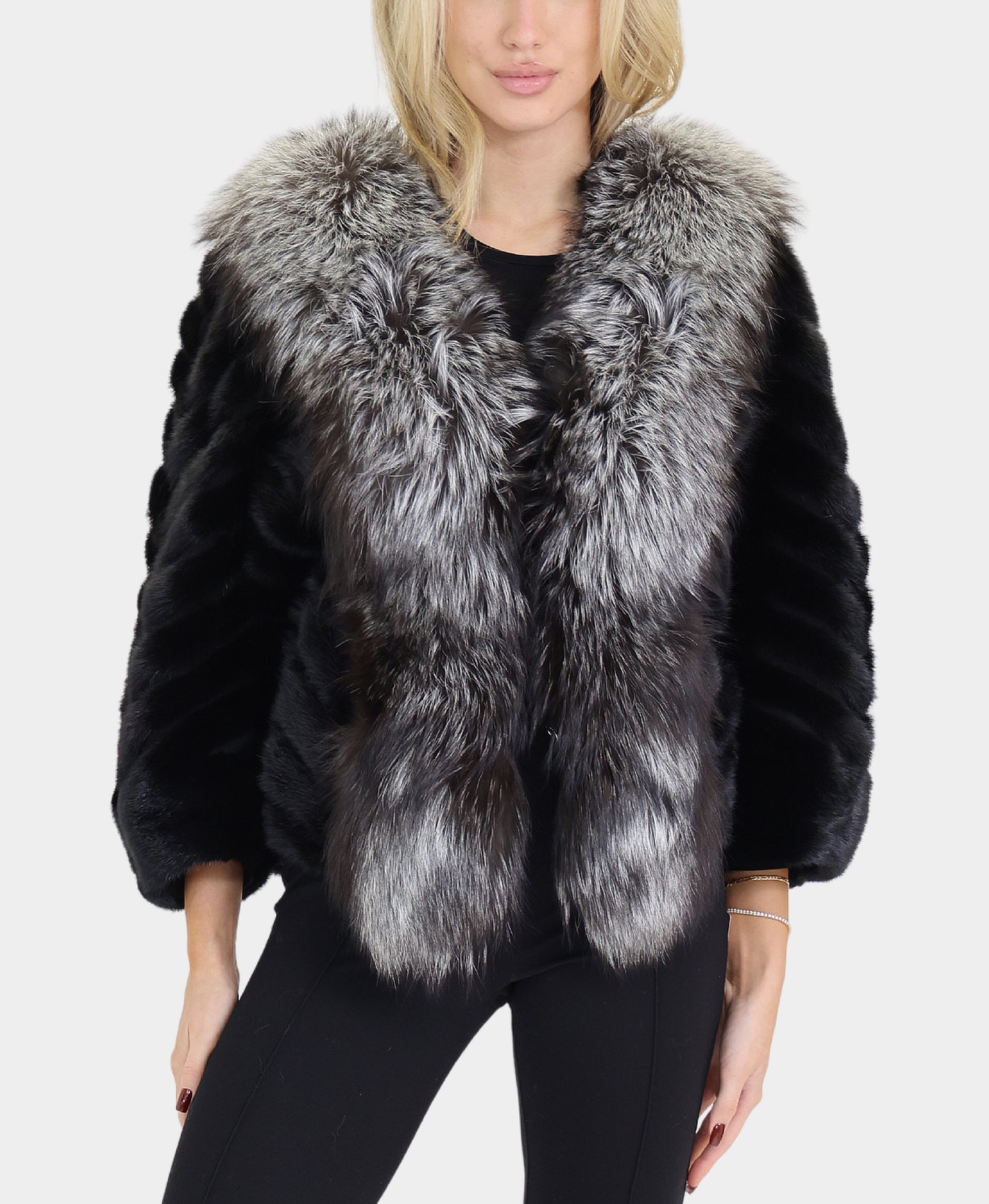 Mink Capelet w/ Fox Fur Trim view 1