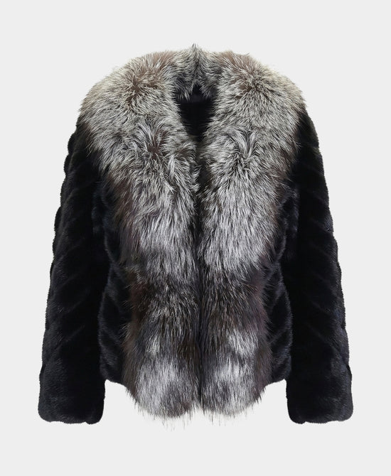 Mink Capelet w/ Fox Fur Trim view 