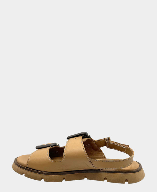 
Leather Double Buckle Sandal in BROWN view 2