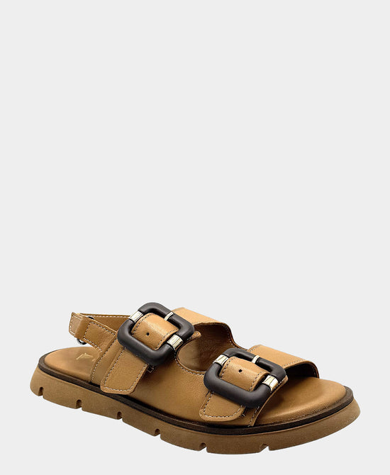 
Leather Double Buckle Sandal in BROWN view 1